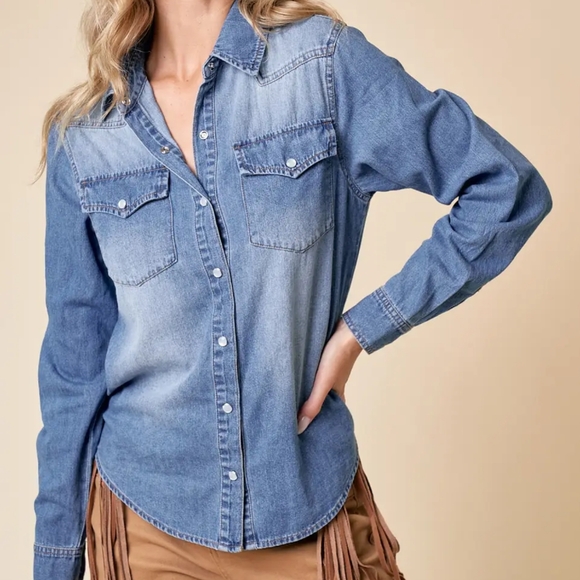 Tops - NWT Light Color Denim Shirt